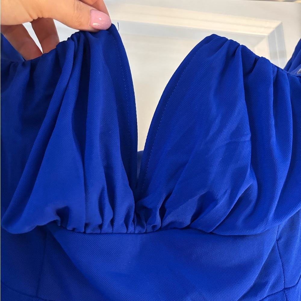 Lulu's Momentous Charm Royal Blue Mesh Strapless Maxi Dress - Picture 7 of 10